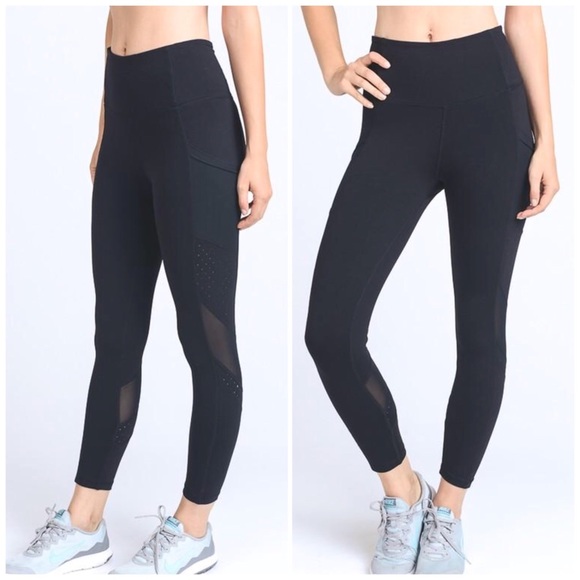 Black Dot Mesh Athletic Leggings - Picture 2 of 4